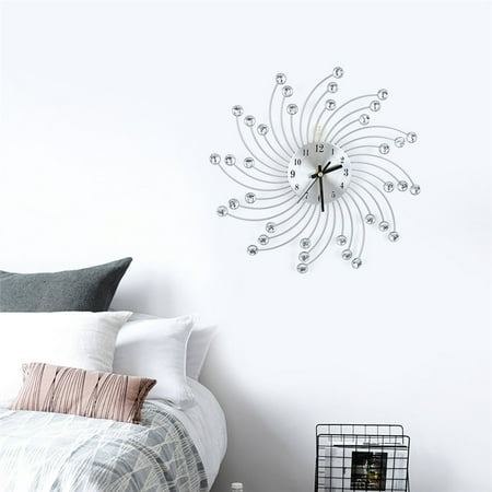 Simon Crystal Clock - Crystal clock 30cm Fashion Luxury Diamond-studded Metal Sunburst Wall Clock for Home Living Room Bedroom Decor Rotating radiation
