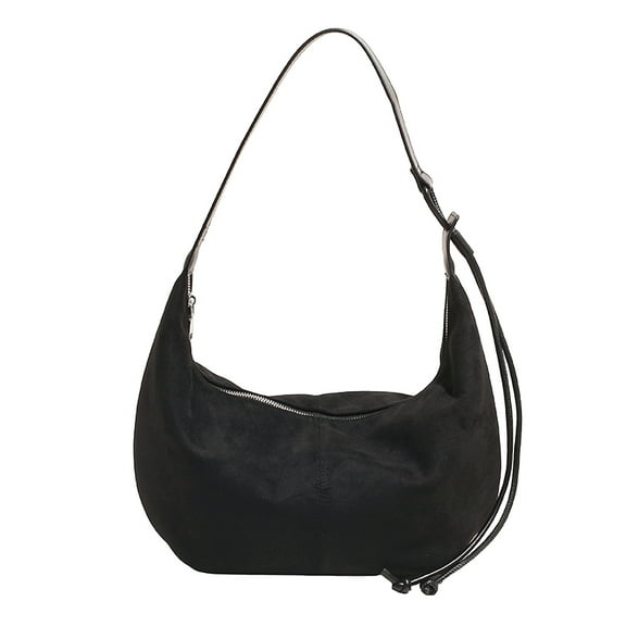 Cross Body Bag for Women, Trendy Suede Crescent Shoulder Bag Top-handle Sling Bag for Women Girls (Black)