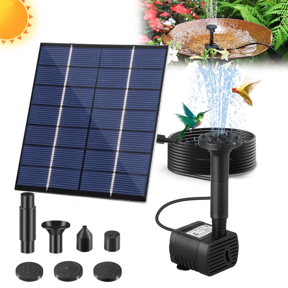 Lingsida Solar Fountain Pump for Birdbath, 1.2W Outdoor Solar Water Pump with Separate Solar Panel and 12ft Cable, Solar Powered Pump for Garden Patio Pond Decoration
