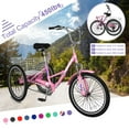 thumbnail image 2 of LILYPELLE 24" 3 Wheel Bike for Adults Folding Tricycle 7 Speed Adult Trike Low-Step Through for Seniors with 400lbs Load Capacity,Pink, 2 of 15
