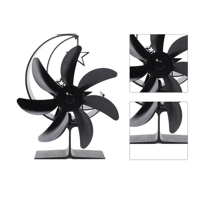 Heat Powered Stove Fan Heat Powered Fan Heat Powered Stove Fan Heat Powered Fan Moon Fanner Moon Model Thermal Power 7 Blade Aluminium Alloy for Garden Fireplace