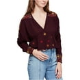 thumbnail image 2 of Free People Womens Embroidered Pullover Blouse, Purple, Small, 2 of 2