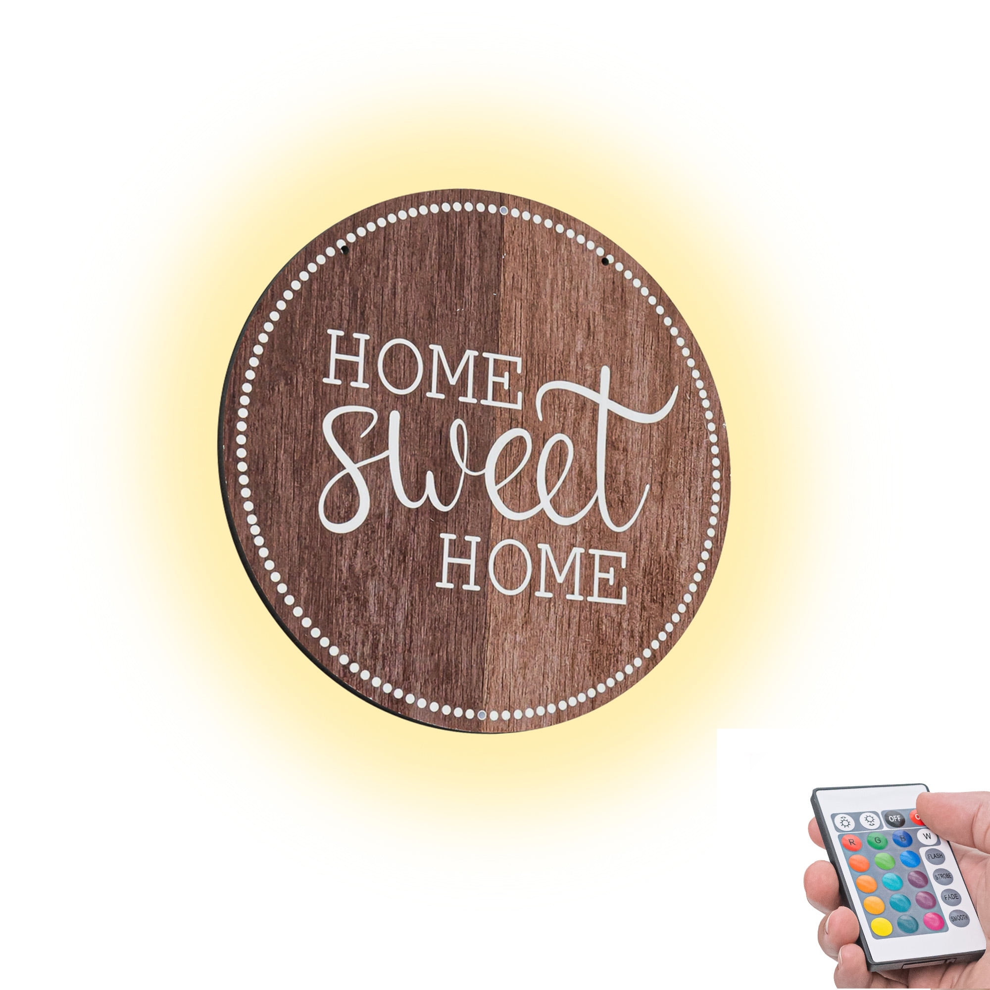 Kiven Led Wooden Wall Lamp, Battery Operated Wall Lights with RGB Mode