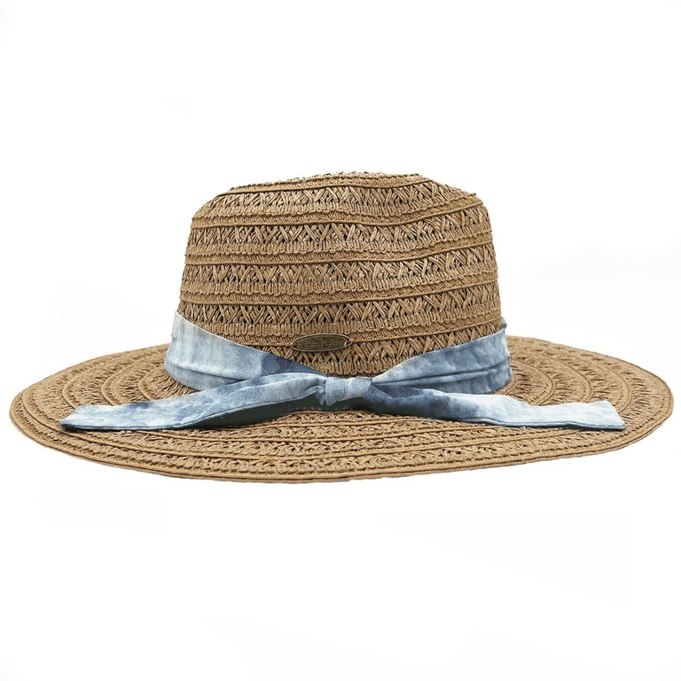 Panama Jack Women's Sun Hat - Straw Paper Braid Safari, 3 1/2 Big Brim, UVA/UVB Sun Protection (Brown)