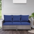 thumbnail image 6 of Yardgrace Patio Couch PE Rattan 3-Seat Outdoor Sofa Brown Wicker Furniture Set Deep Seating with Anti-Slip Blue Cushion, 6 of 6