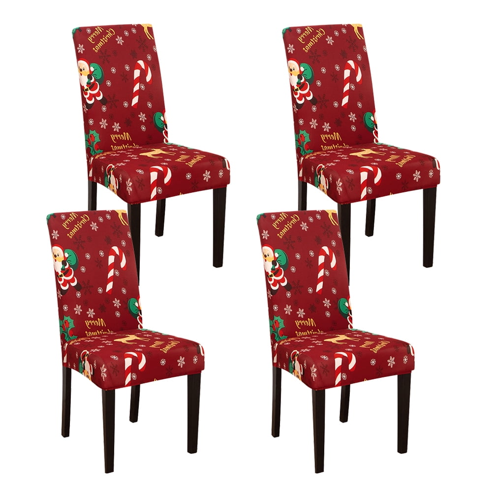 Rosnek 4PCS Christmas Chair Covers for Dining Room Stretch Removable