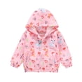 thumbnail image 2 of Crunowin Girls Windproof Hooded Jackets, Zipper Spring Lightweight Spring Kids Casual Outerwear Pink 9, 2 of 4