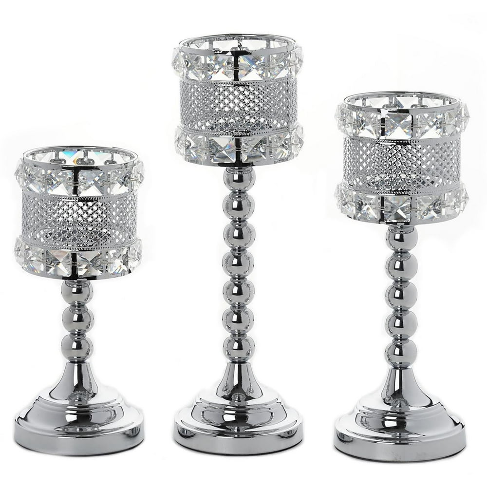 Efavormart Crystal Beaded Votive Candle Holder Wedding Chandelier Centerpiece Set of 3pcs