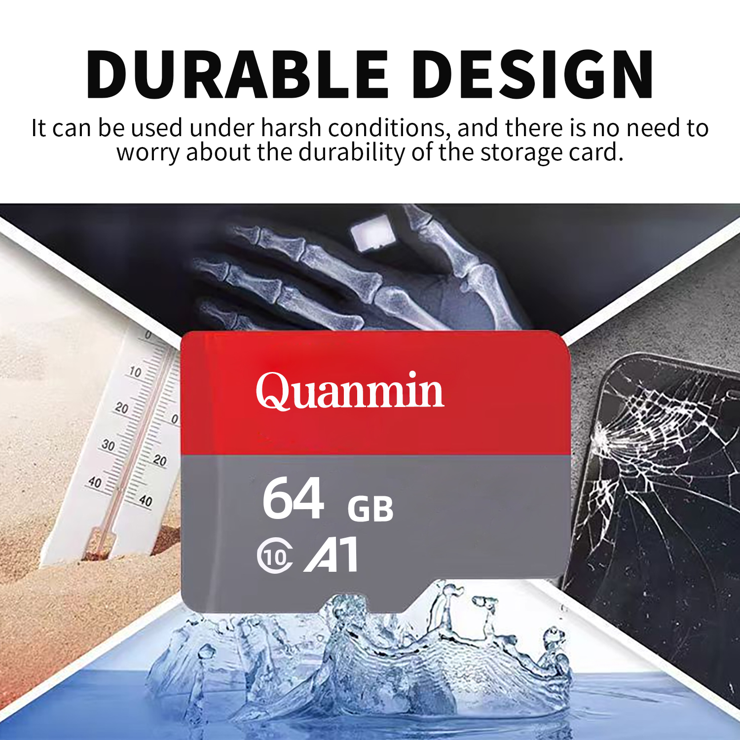 Quanmin 64GB Ultra SD UHS-I Memory Card with Adapter Memory Flash Card Class 10 for Mobile Devices,Read Speed up to 100 MB/s, Black