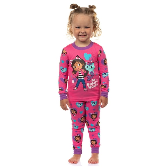 Gabby's Dollhouse Bubbly World Toddler Girls' Tight Fit 2-Piece Pajama Set