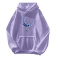 thumbnail image 5 of Jinhomg Fashion Print Sweatshirts for Women Casual Comfy Long Sleeve Drawstring Hoodies Fall Lightweight Thin Fleece Pullovers with Kangaroo Pocket Purple L, 5 of 9