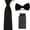 Black, variant on Men's Solid Skinny 5CM Tie Bow Tie With Handkerchief Pocket Square Set