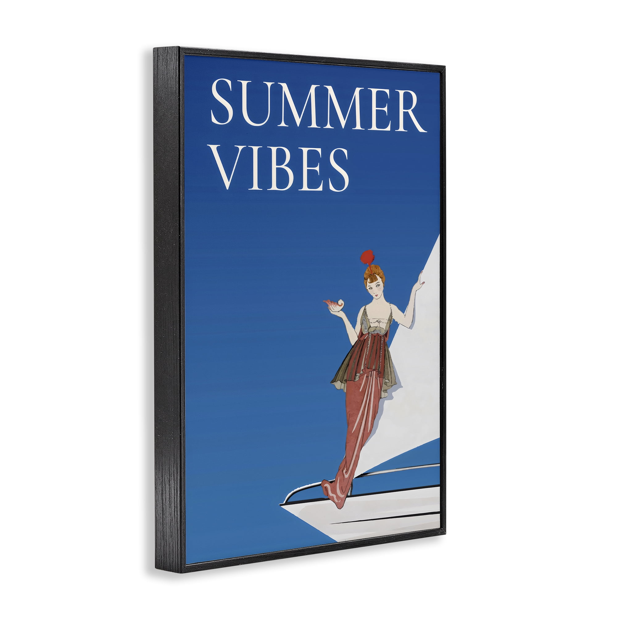 Stupell Industries Summer Vibes Vintage Yacht Black Framed Giclee Art, design by Creative Studio
