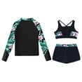 thumbnail image 4 of YONGHS Kids Girls Swimsuit 3 Piece Rash Guard Bathing Suit Quick Dry Long Sleeve Swimwear Wetsuit Lily 12, 4 of 7