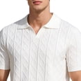 thumbnail image 5 of Men's Casual Short Sleeve Button Down Shirt, Knit Lapel Shirt With Breathable Fabric, Solid Color Regular Fit, Casual Daily Vacation Beach Wedding, Stylish Menswear | Zenithor,White 2XL, 5 of 8