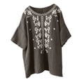 thumbnail image 4 of Pxiakgy Embroidered Boho Tops for Women Loose Fit Blouses 3/4 Length Sleeve Womens Tops Bohemian Tops Mexican Shirts 3/4 Length Sleeve Shirts Retro Embroidered 3/4 Sleeve Boho Tops Loose Tunics Top M, 4 of 5