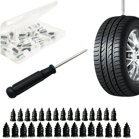 30 Pcs Generic Tire Plug Kit, Self-Tapping Rubber Spikes for Vacuum Tires, Puncture Fix Screws