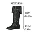 thumbnail image 5 of Xfvqtps Womens Fashion Boots Chunky Sole Flatform Ankle Boots Motorcycle Style with Metal Buckles Side Zipper Pull on Fall Winter Booties Black, 5 of 7