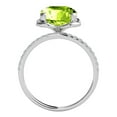 thumbnail image 4 of Mauli Jewels Rings for Women 2.25 Carat.Twt Cushion Shape Peridot Diamond Ring 4 Prong 10K White Gold, 4 of 7