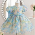 thumbnail image 4 of Toddler Baby Flower Girls Puff Sleeve A-Line Tulle Dress Princess Pageant Wedding Birthday Party Gown for 0-5 Years, 4 of 5