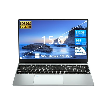KUU Yepbook 15.6in Laptop,8GB RAM, 512GB SSD, Intel Celeron N5095, Cooling System,Fingerprint,38000MWH Battery,Windows 11 Pro Laptops Computers,