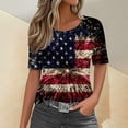 thumbnail image 1 of YLHFASHION T-Shirts Graphiques pour Femmes 4 Juillet Col Rond 2025 Drapeau Américain Manches Courtes Chemise d'Été pour l'Indépendance Rabais de 50 % Liquidation T-shirt à Manches Courtes pour Femme, 1 of 5