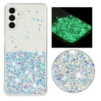 Dteck Grow in The Dark Case for Samsung Galaxy A35 5G, Bling Sparkly Luminous Glitter Phone Case for Women Girls,White