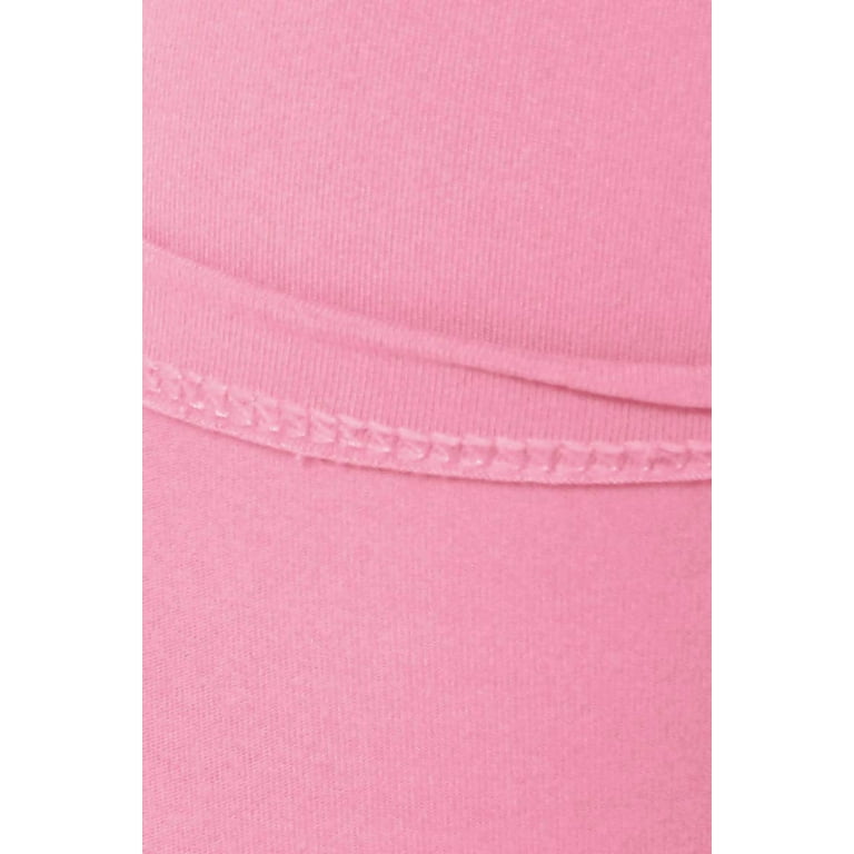 Leggings Depot-LY5R128-PINK 5 Waistband Yoga Solid Leggings, One Size 