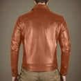 thumbnail image 6 of Olyvenn Stylish Leather Jacket for Men - Real Lambskin Vintage Trucker Mens Leather Jackets Lapel Neck Fashion Biker Jacket Khaki S, 6 of 6