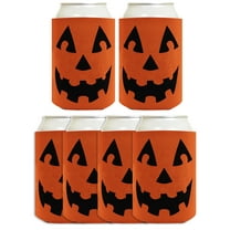 ThisWear Halloween Party Supplies Jack O Lantern Face 6-pack Can Coolie Drink Coolers Coolies Orange