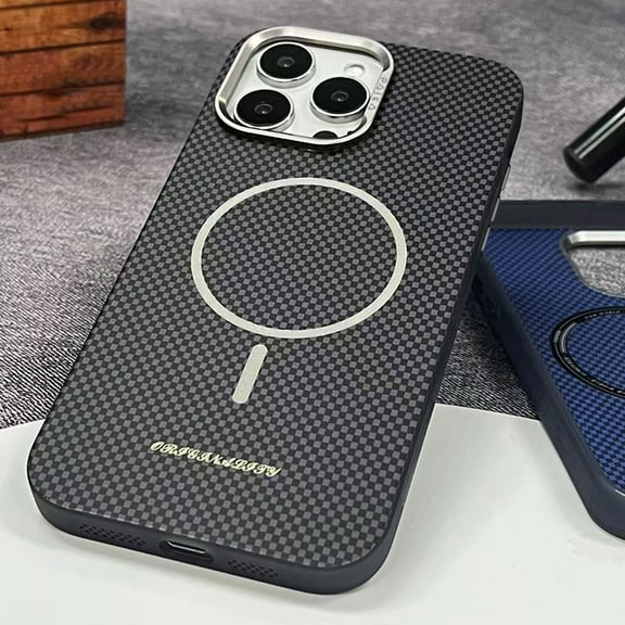 Allytchgroup Shockproof Slim Phone Case for Apple iPhone 16 Pro Max, Compatible with MagSafe & Car Mount Carbon Fiber-Style Cover, Protective iPhone 16 Pro Max Case for Women Men, Black