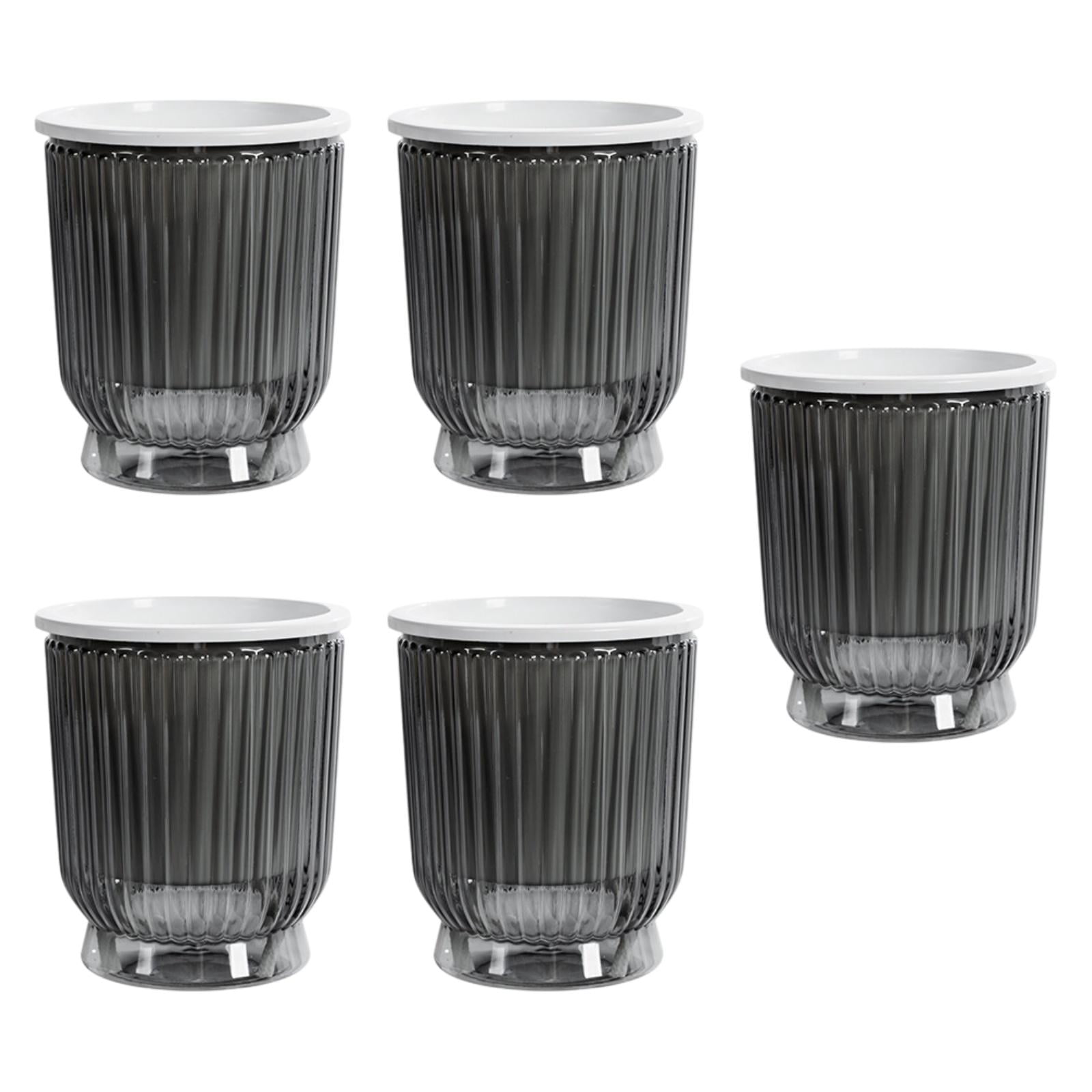 figatia 5 Pieces Self Watering Plant Pots Flower Pots Modern Home Decor Gardening Planters Indoor Outdoor Plants for Restaurant Patio Gray 12x14.5cm