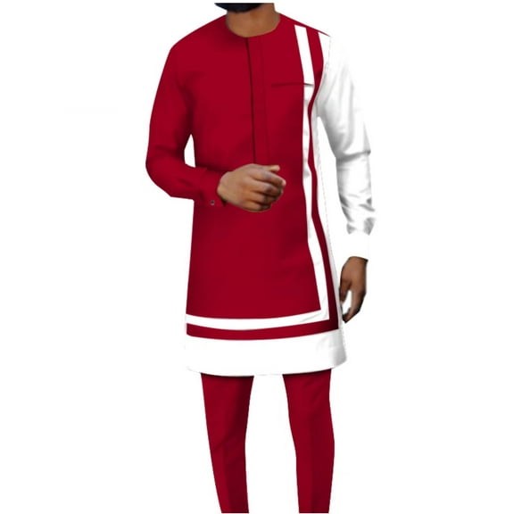 African Men Traditional Clothing Dashiki Ankara Pant Coat 2 PCS Set Long Sleeve Tracksuit Outfits WYN1181