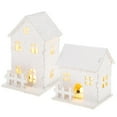 thumbnail image 5 of WASHWEPE 2Pcs Wooden Christmas House Decorative White Xmas Luminous Houses For Home Bar Restaurant Shop Decoration, 5 of 8