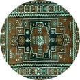 thumbnail image 1 of Ahgly Company Indoor Round Persian Turquoise Blue Traditional Area Rugs, 5' Round, 1 of 4