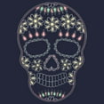thumbnail image 2 of Junior's Lost Gods Halloween Sugar Skull Cowl Neck Sweatshirt Navy Blue Medium, 2 of 4