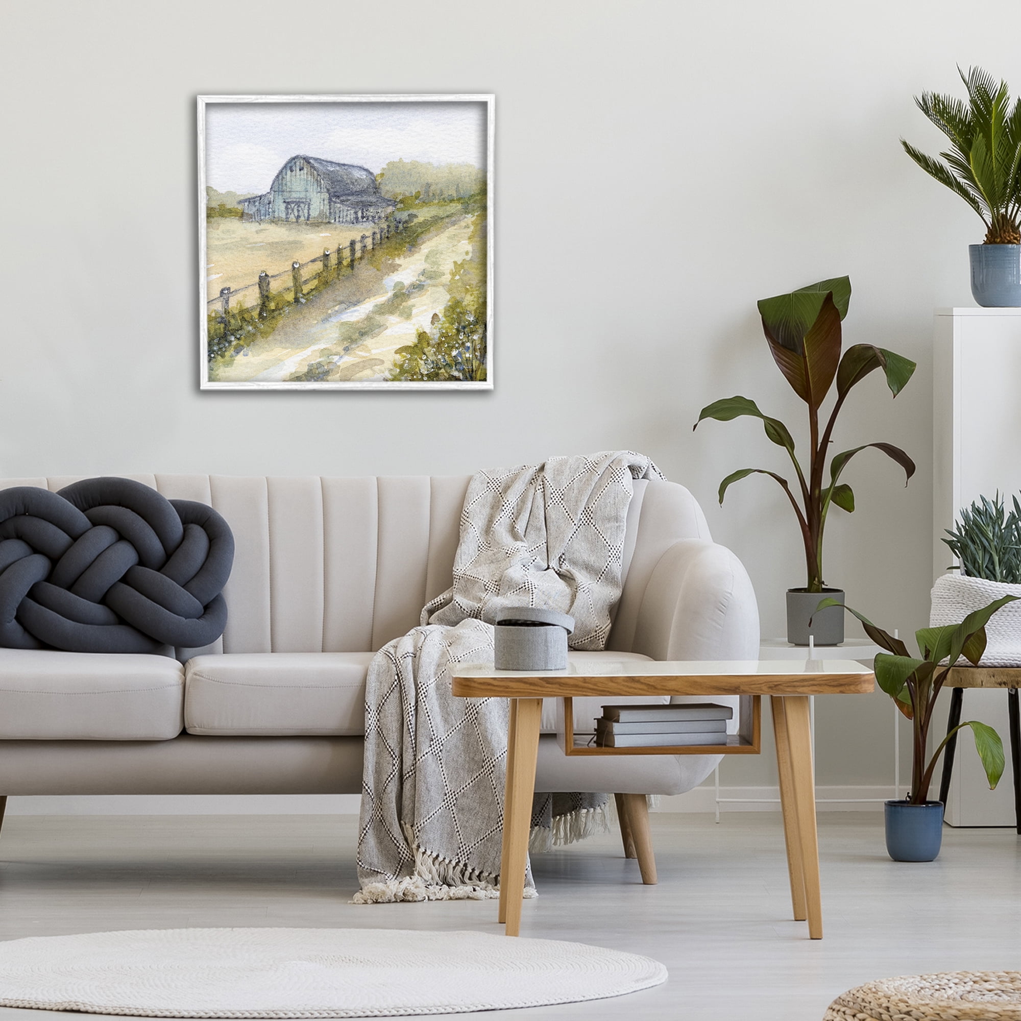 Stupell Industries Blue Barn Lane White Framed Giclee Art, design by Patti Bishop
