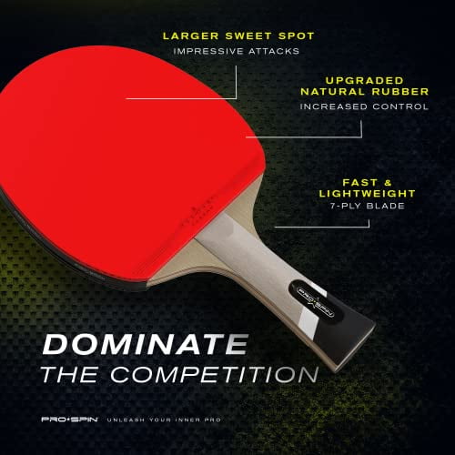 PRO-SPIN Ping Pong Paddle with Carbon Fiber, 7-Ply Blade, Offensive  Rubber, 2.0mm Sponge, Premium Rubber Protector Case