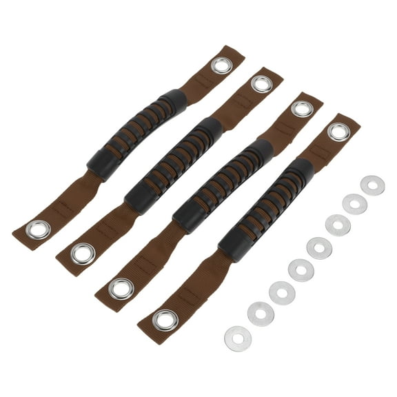 Unique Bargains Roll Bar Grab Handles for Jeep Wrangler 2018-2027 Grip Handle Holder Nylon Plastic Black Brown 4 Pcs