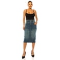 thumbnail image 2 of Be-Girl Women's High Waist Denim Pencil Skirt, Frayed Waistband Detail, Midi Length - SG-79158, 2 of 6