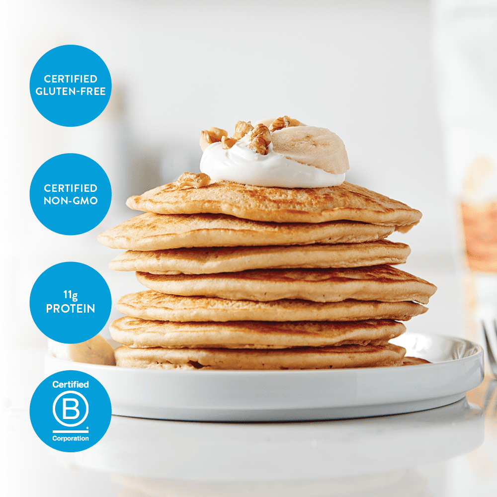 (3 pack) King Arthur Baking Company, Non-GMO Project Verified, Certified Gluten-Free Protein Pancake Mix, 12 oz Resealable Bag