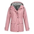 thumbnail image 7 of WAGUTH Women's Waterproof Hooded Rain Jackets Striped Lined Windproof Mid-Length Outdoor Coats With Pockets, 7 of 7