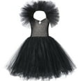 thumbnail image 5 of IDOPIP Girls Magnificent Witch Halloween Costume Black Gown with Horns Headpiece Feather Wings Outfits Set for Toddler Kids Baby Girl Fancy Dress up Cosplay 4-5 Years Black, 5 of 9