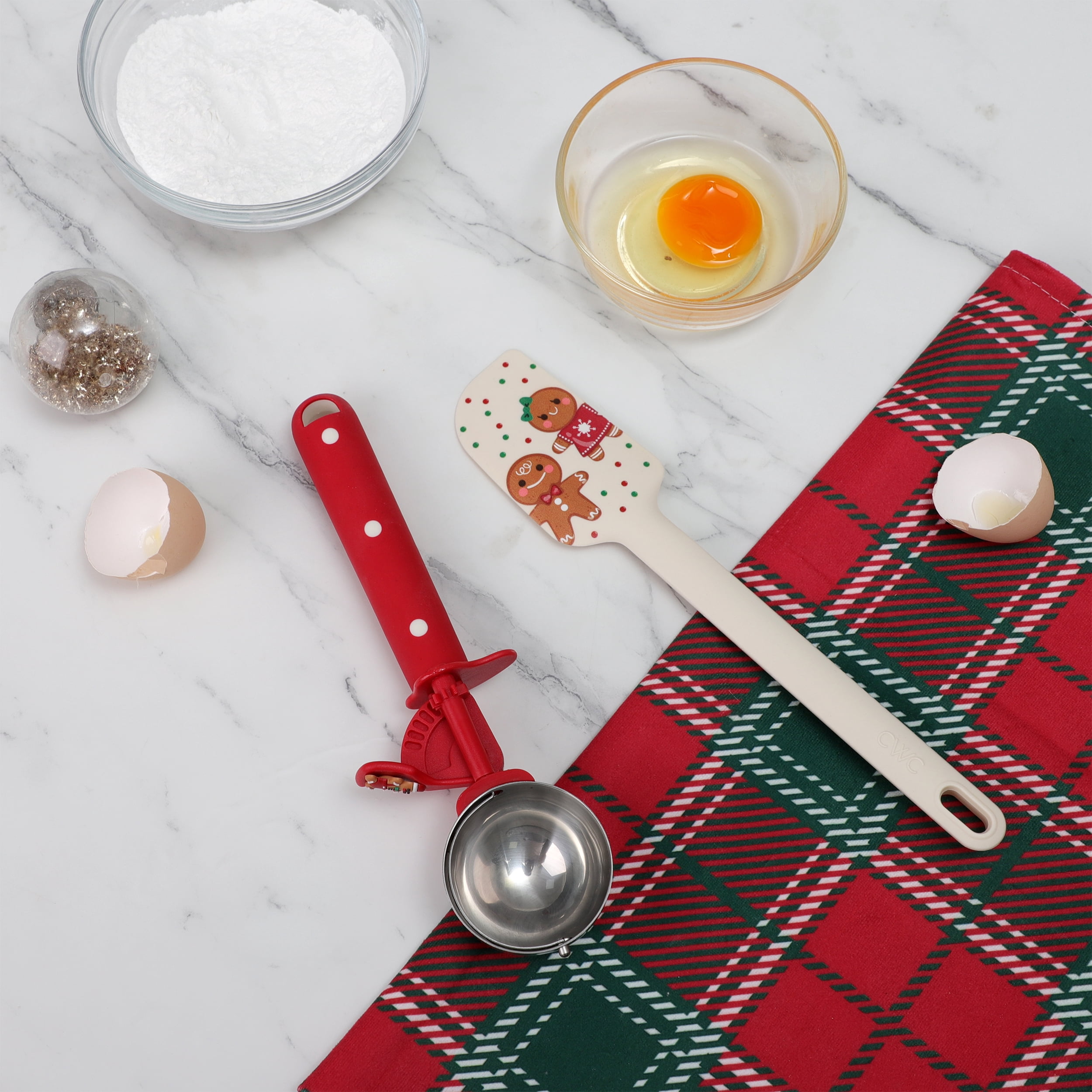 Cook With Color 10-Inch Silicone Spatula & Stainless Steel Cookie Scoop