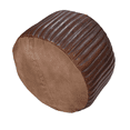 thumbnail image 4 of Kika Home Collections (Made in India) Handcrafted Brown Goat Leather Round Pouf 21” x 21” x 12” | Eco-Friendly Recycled Cotton Fill, 4 of 6
