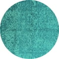 thumbnail image 1 of Ahgly Company Machine Washable Indoor Round Oriental Turquoise Blue Industrial Area Rugs, 6' Round, 1 of 4
