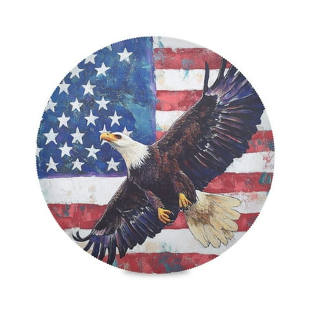 

Round Plate Mat 15.4x15.4 Inchesx1 Placemat Table Mat Kitchen Mat Coffee Mat Fabric Thick Strong Wear-Resistant Heat Resistance Cool Eagle Pattern