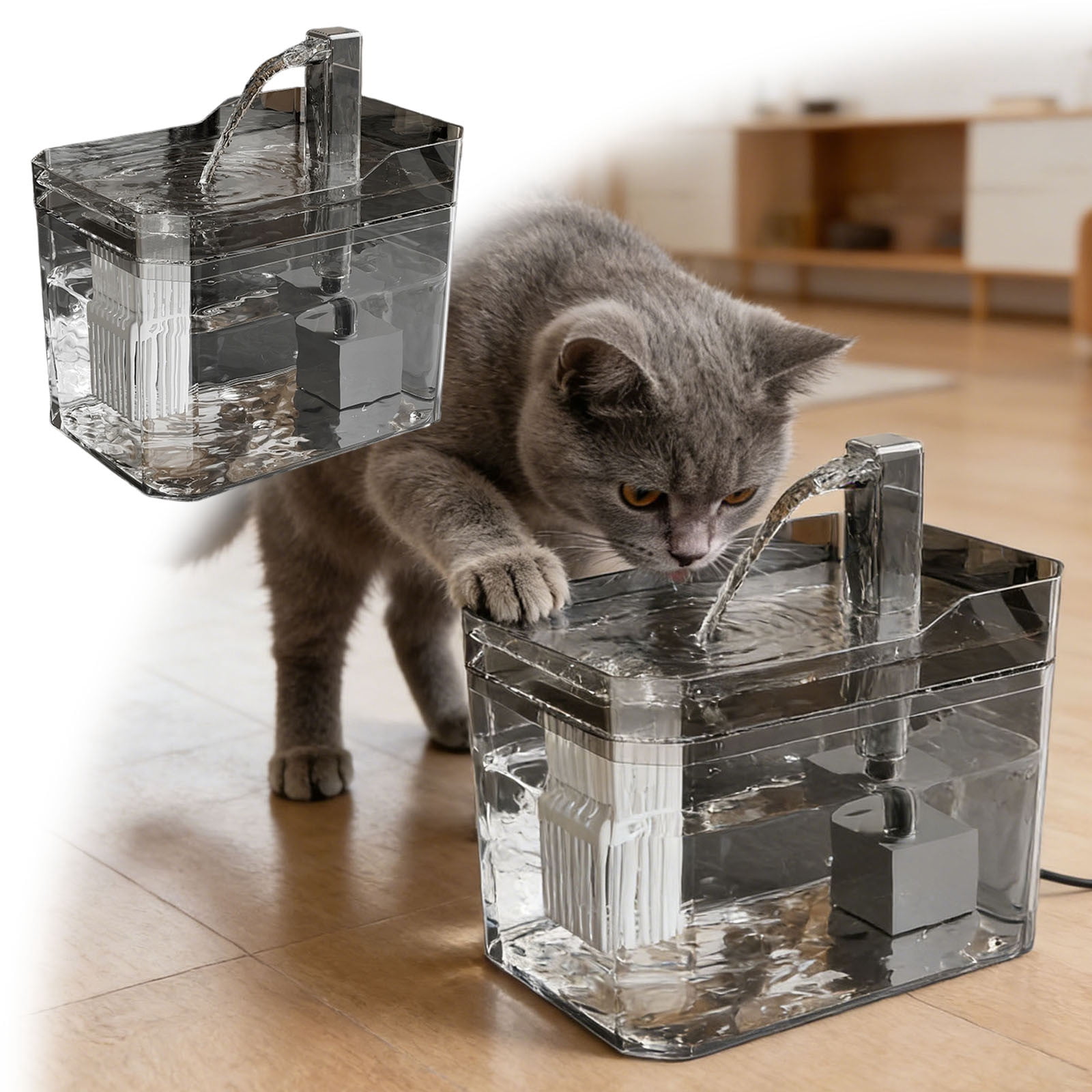 Automatic Cat Water Dispenser, 1.5L Quiet Pet Fountain with Smart Sensor & Low Water Shut-Off - Easy Clean Design for Indoor Pet Hydration