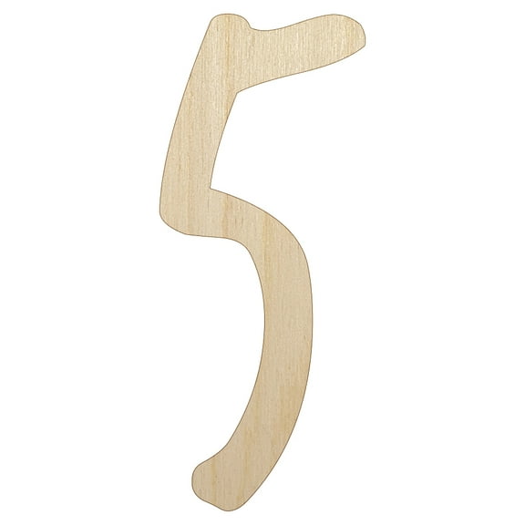 Number 5 Five Felt Marker Font Wood Shape Unfinished Piece Cutout Craft DIY Projects - 4.70 Inch Size - 1/4 Inch Thick