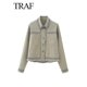 thumbnail image 2 of Woman Fashion 2023 Autumn Outwear Embroidery Long Sleeve Single Breasted Jacket Female Crop Tops Vintage Coats High Street, 2 of 5